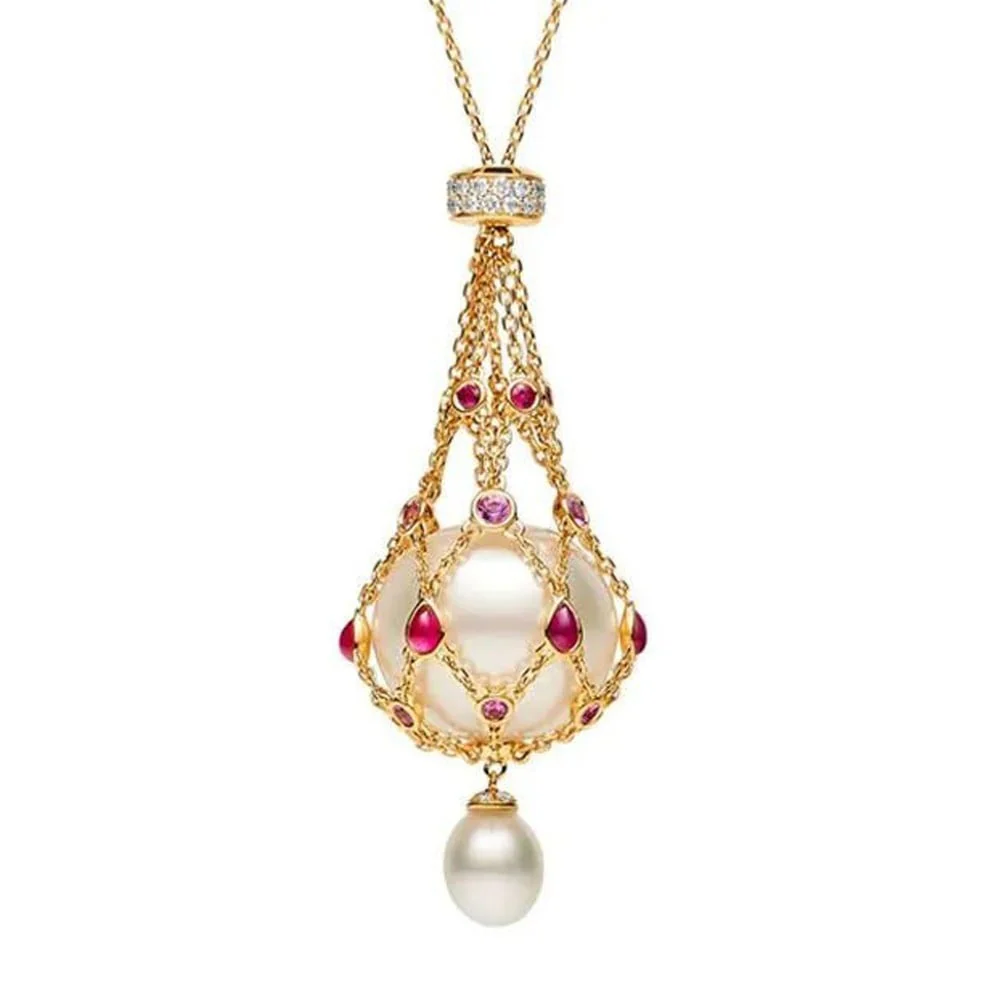 Pearl & Gemstone Lavalier Pendant - Image 7