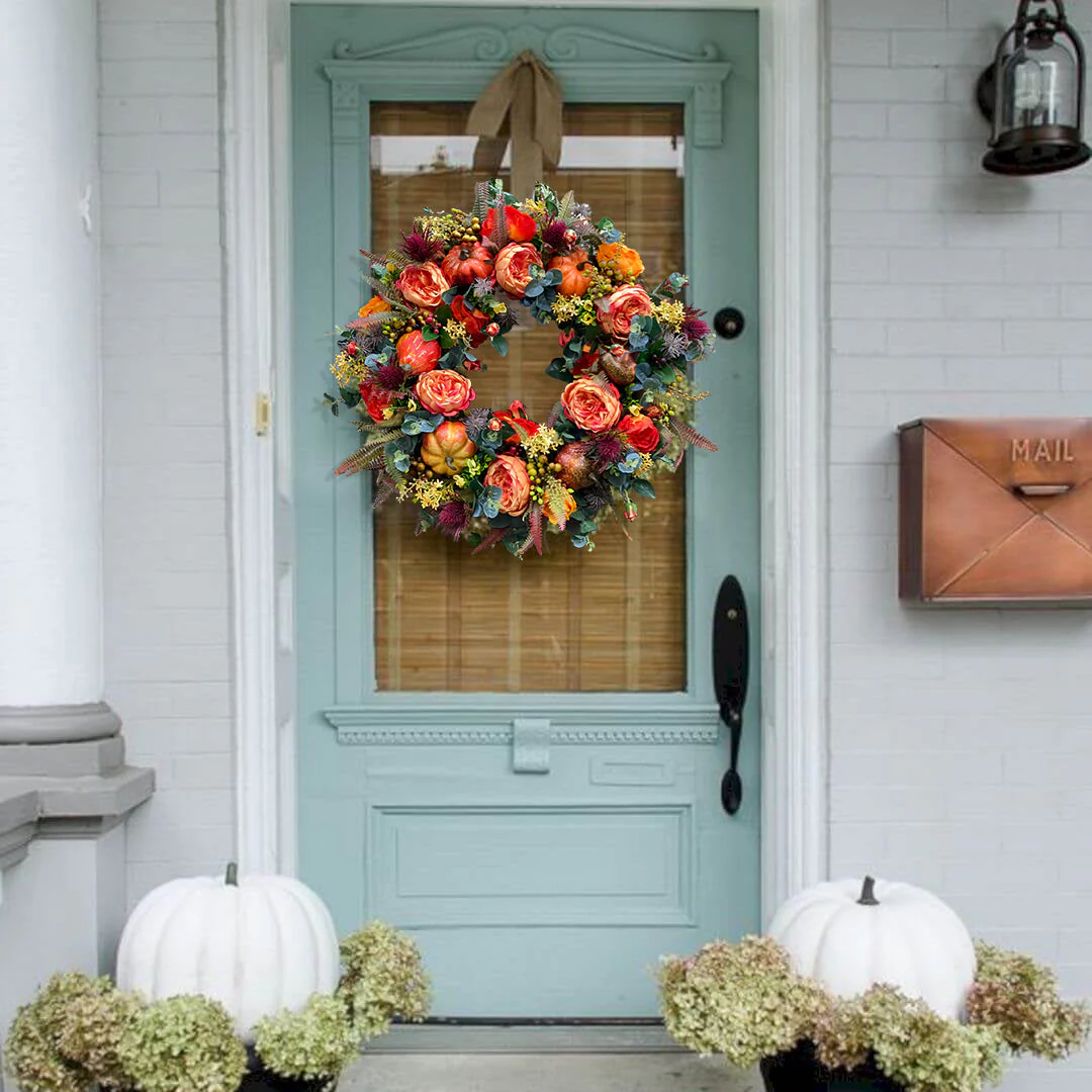 Fall Peony and Pumpkin Wreath - Year Round Wreath - Image 9