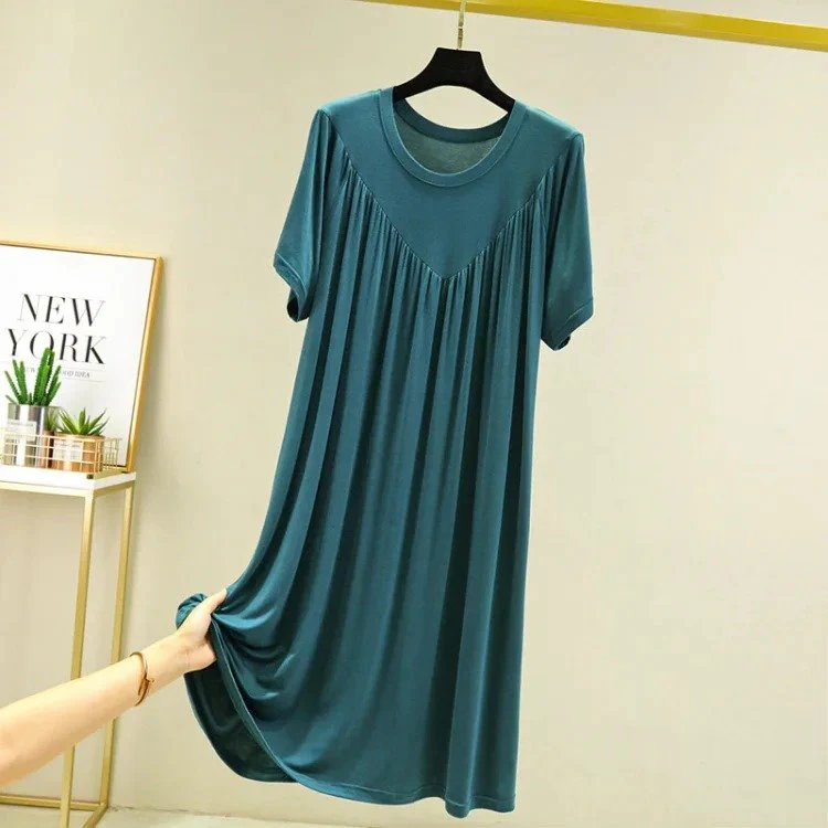 Super Soft Comfortable Short Sleeve Loose Pajama Dress - Image 11