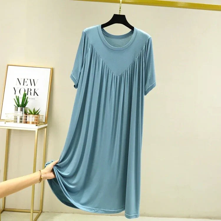 Super Soft Comfortable Short Sleeve Loose Pajama Dress - Image 12