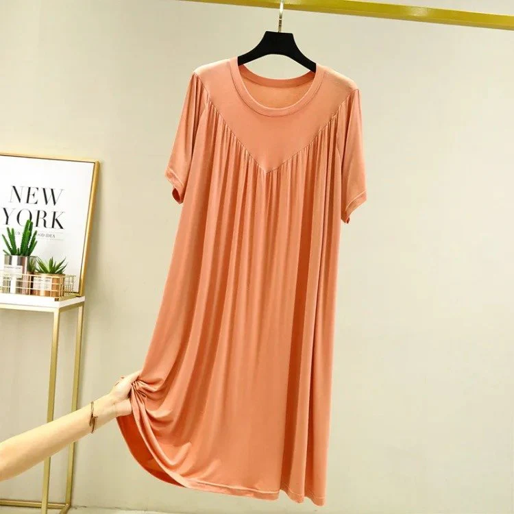 Super Soft Comfortable Short Sleeve Loose Pajama Dress - Image 13
