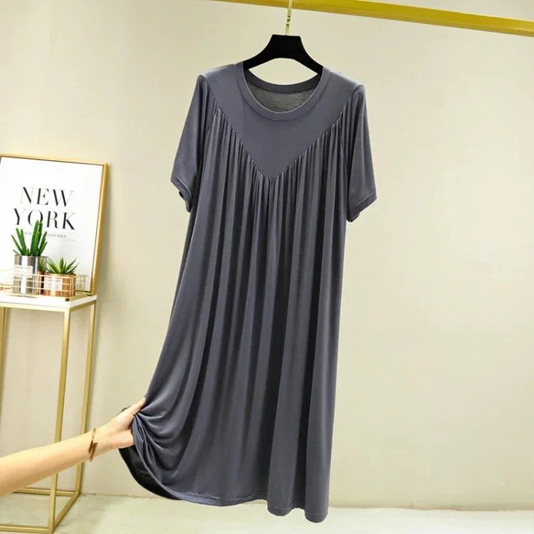 Super Soft Comfortable Short Sleeve Loose Pajama Dress - Image 14