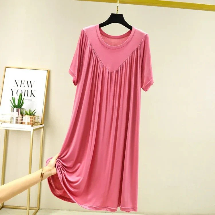 Super Soft Comfortable Short Sleeve Loose Pajama Dress - Image 16