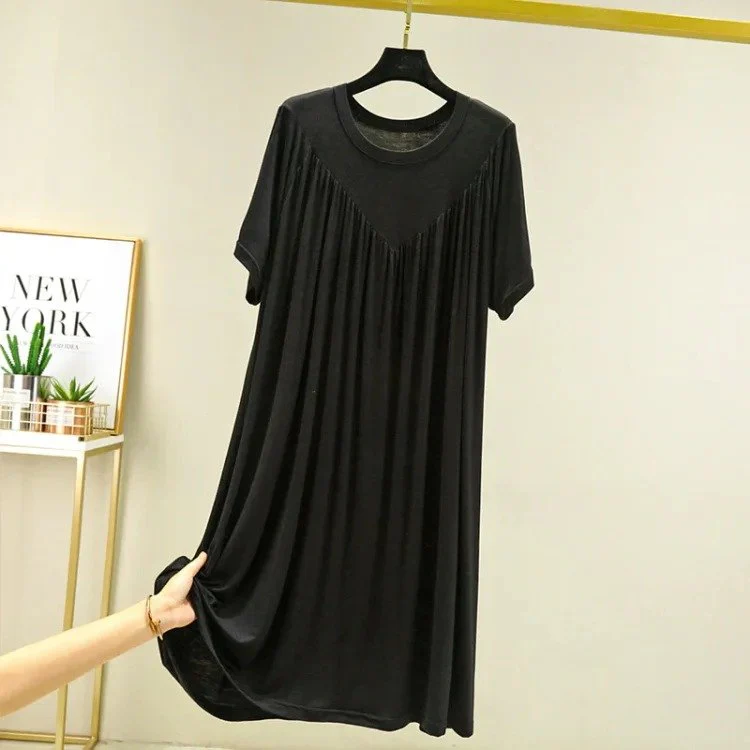 Super Soft Comfortable Short Sleeve Loose Pajama Dress - Image 17