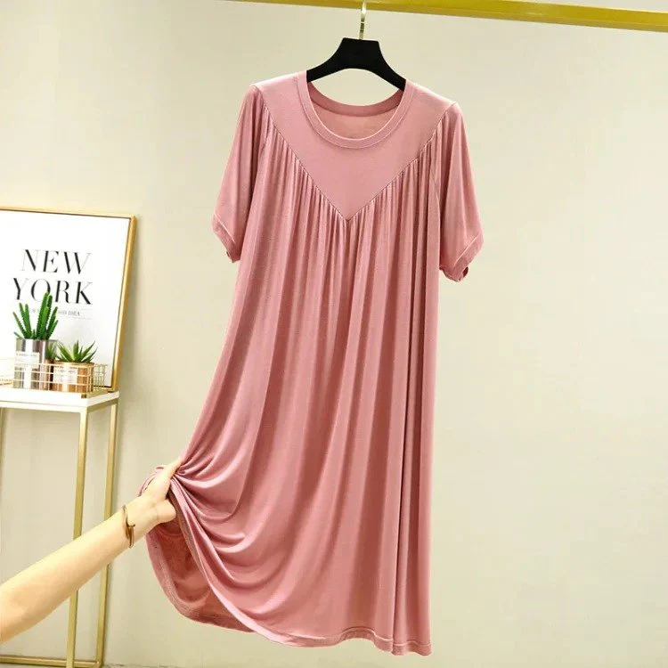 Super Soft Comfortable Short Sleeve Loose Pajama Dress - Image 18