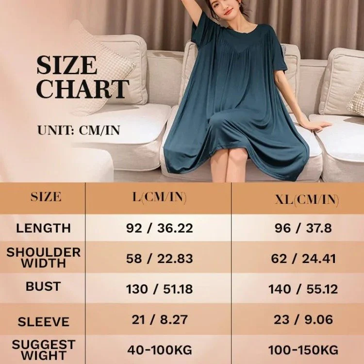 Super Soft Comfortable Short Sleeve Loose Pajama Dress - Image 5
