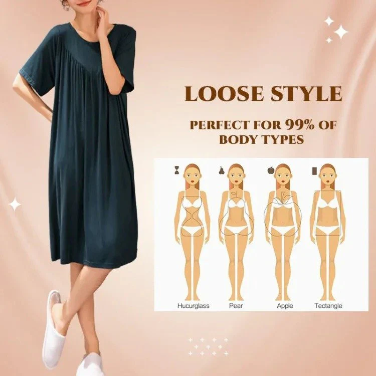 Super Soft Comfortable Short Sleeve Loose Pajama Dress - Image 6