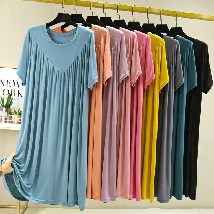 Super Soft Comfortable Short Sleeve Loose Pajama Dress - Image 8