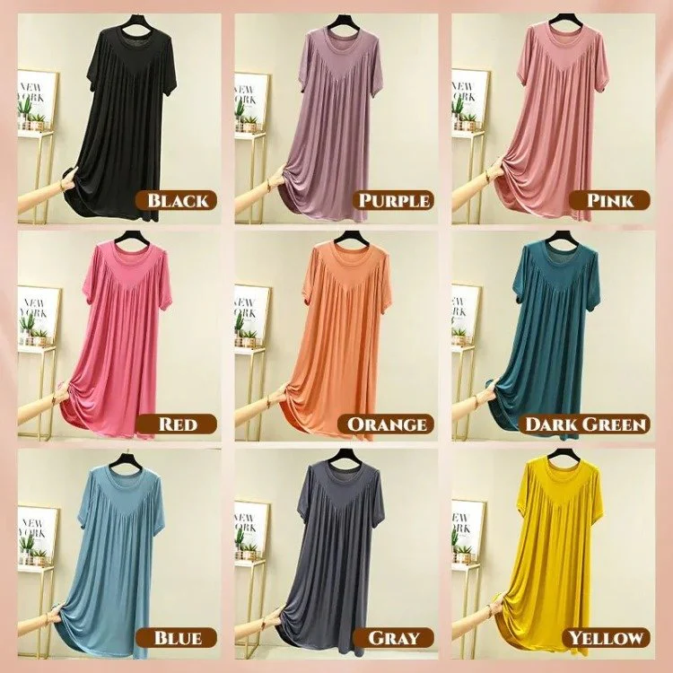 Super Soft Comfortable Short Sleeve Loose Pajama Dress - Image 9