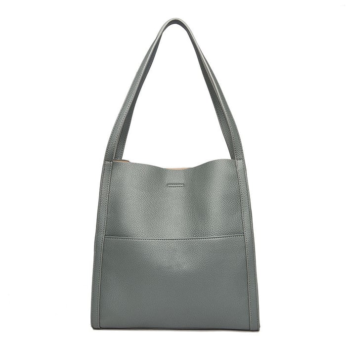 Solid color genuine leather shoulder bag - Image 12