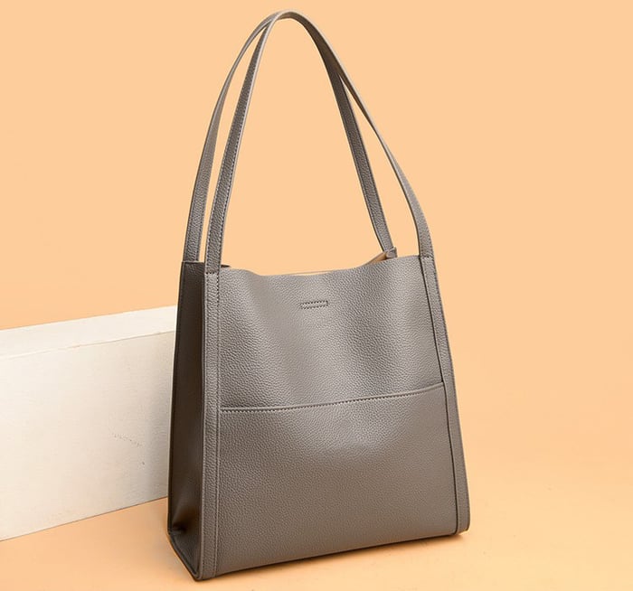 Solid color genuine leather shoulder bag - Image 14