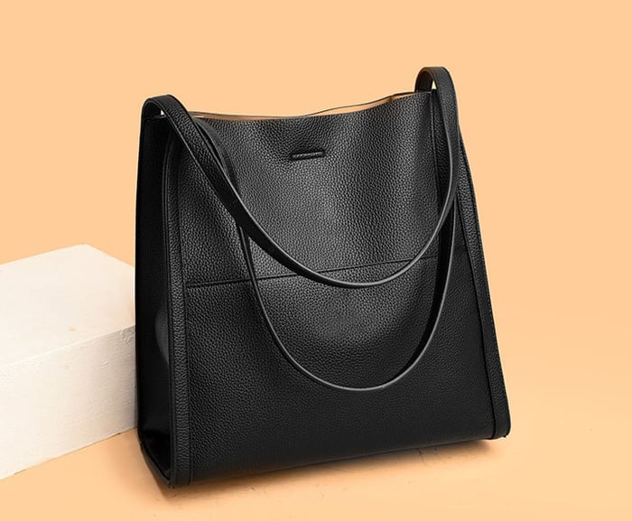 Solid color genuine leather shoulder bag - Image 16