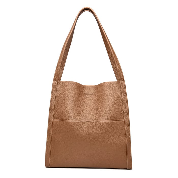 Solid color genuine leather shoulder bag - Image 5