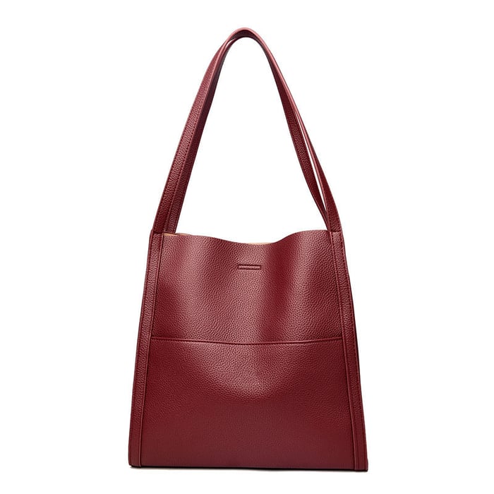 Solid color genuine leather shoulder bag - Image 6
