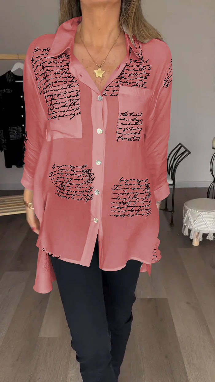 Letter Print Fashion Lapel Shirt - Image 10