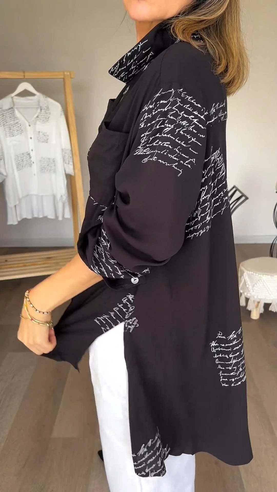 Letter Print Fashion Lapel Shirt - Image 2