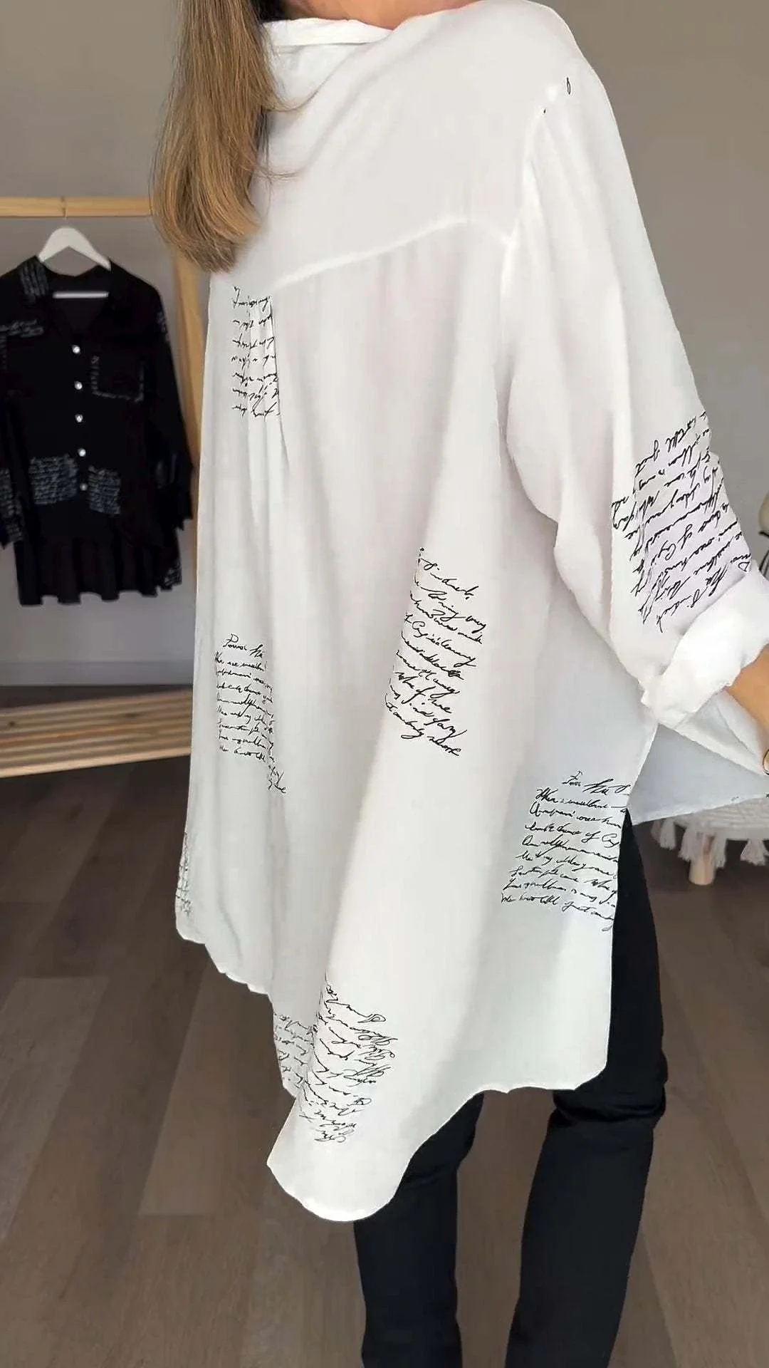 Letter Print Fashion Lapel Shirt - Image 5