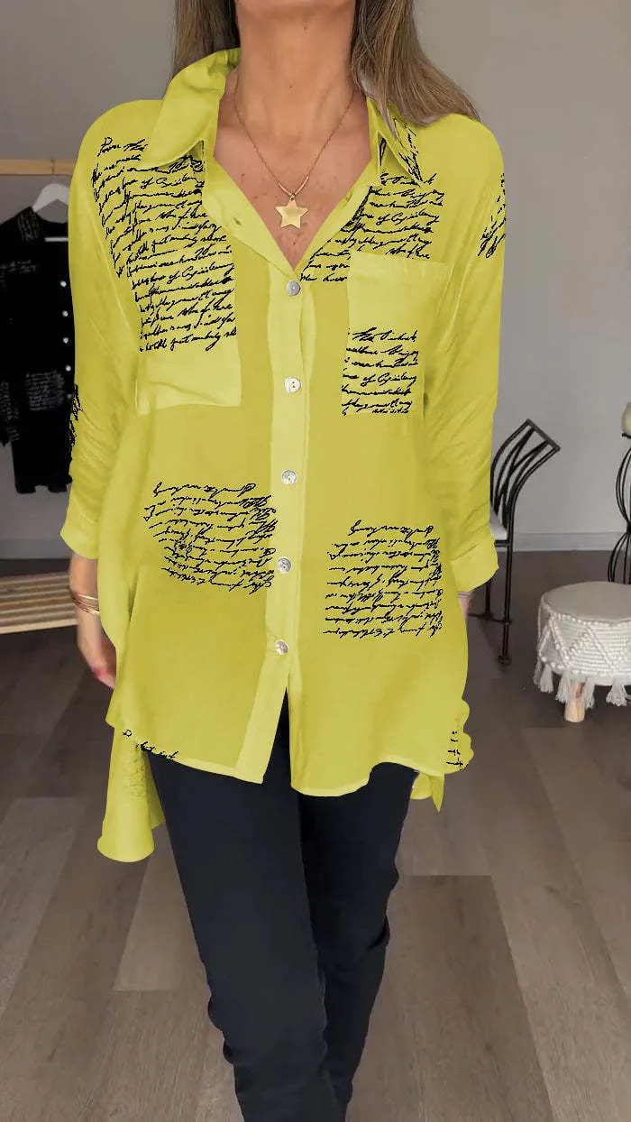 Letter Print Fashion Lapel Shirt - Image 6