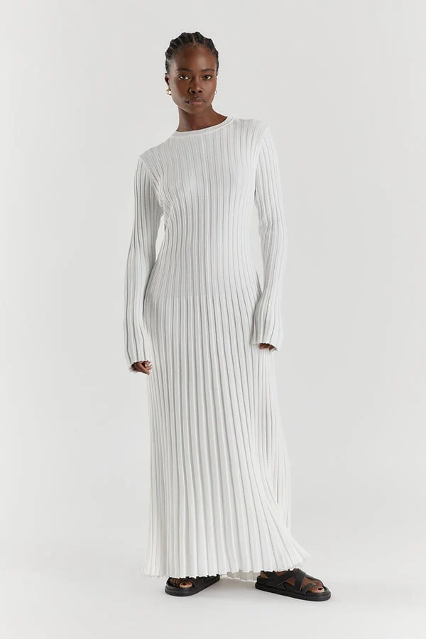 Long Sleeved Knit Midi Dress - Image 14