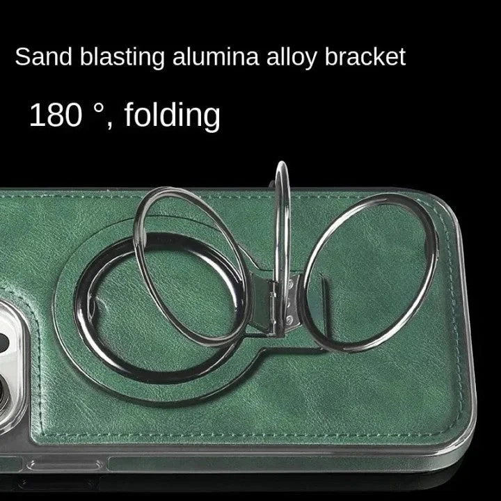 Luxury Leather Invisible Stand iPhone Case - Image 8