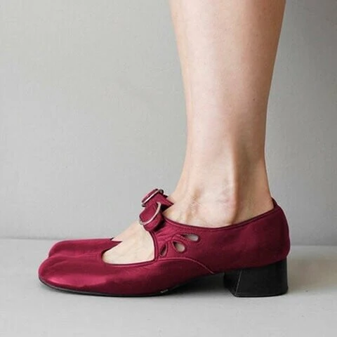 Mary Jane Leather Comfortable Low-Heeled Buckle Strap Shoes - Image 2