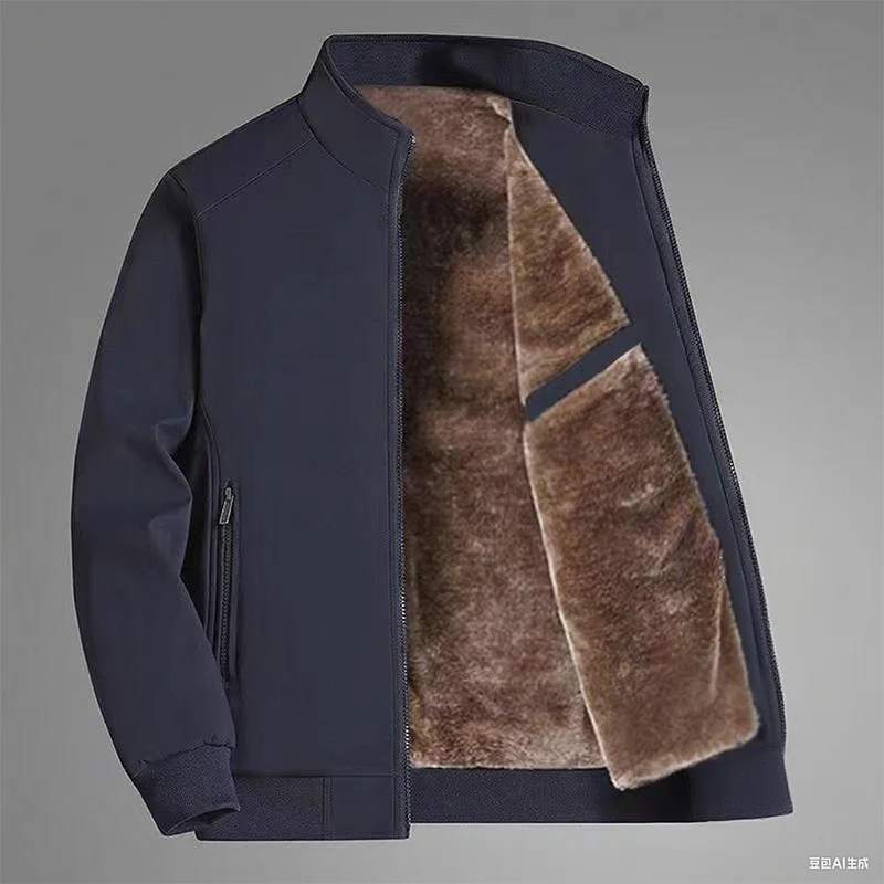 Men's Solid Color Zip Up Warm Jacket -💪Anti-wrinkle, windproof, rainproof and snowproof! - Image 3