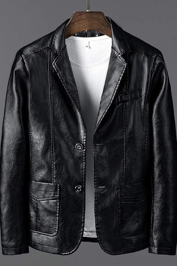Men Sports Kahki Leather Jacket - Image 2