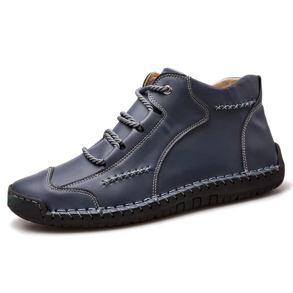 Men Vintage Microfiber Leather Hand Stitching Soft Ankle Boots - Image 4