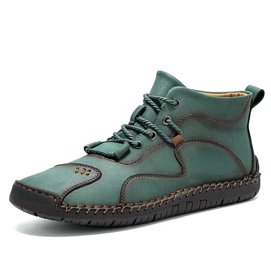Men Vintage Microfiber Leather Hand Stitching Soft Ankle Boots - Image 5