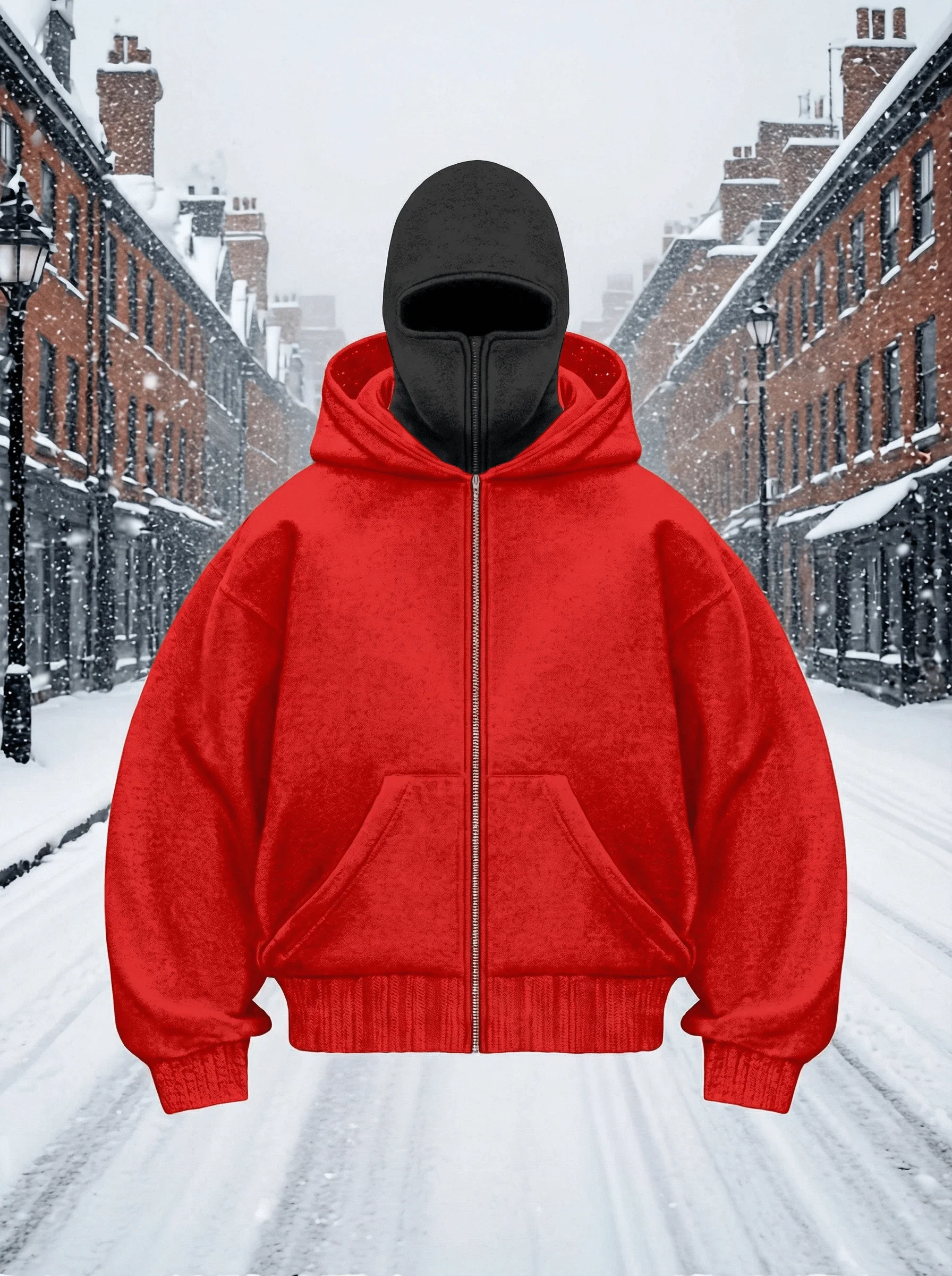 Men's Double Hooded Full Zip-Up Sweatshirt - Image 5