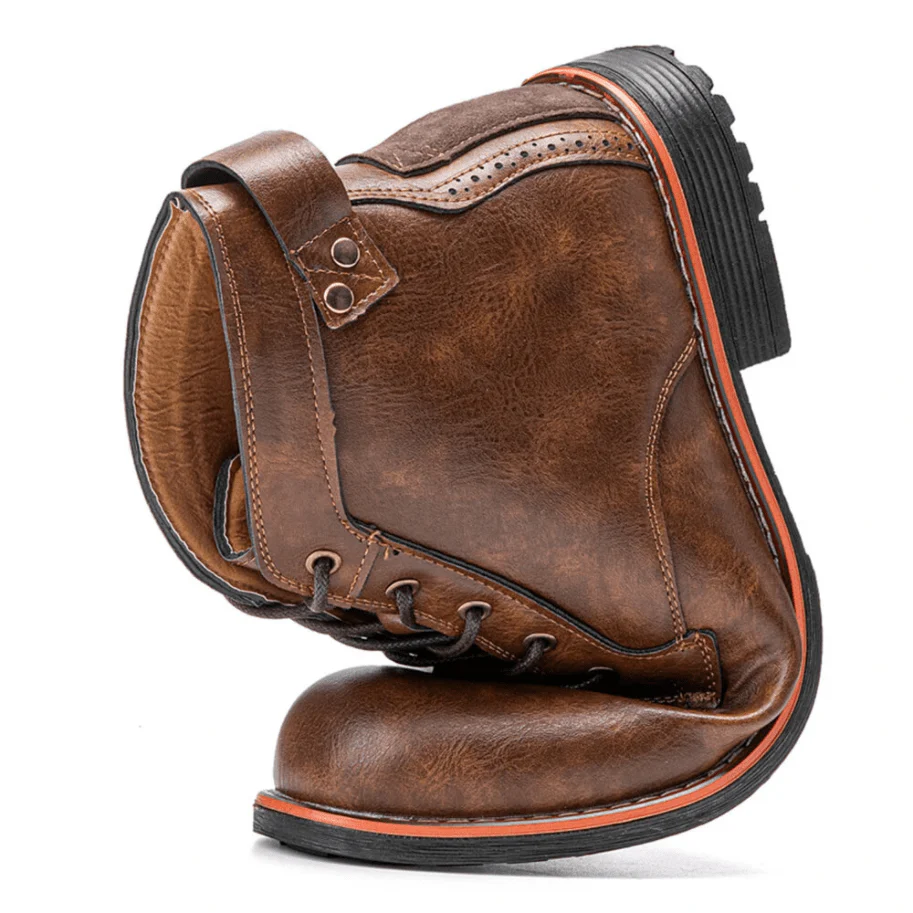 Mens Genuine Leather Waterproof Non-slip Arch Support Vintage Casual Chukka Boots - Image 10
