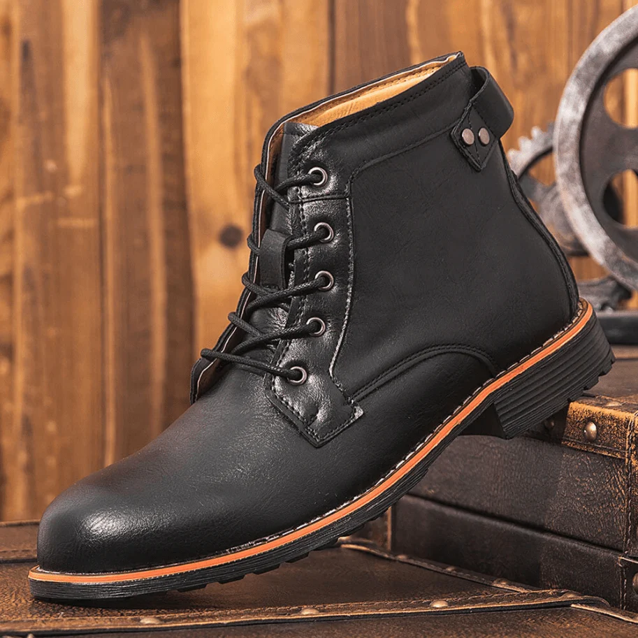 Mens Genuine Leather Waterproof Non-slip Arch Support Vintage Casual Chukka Boots - Image 8