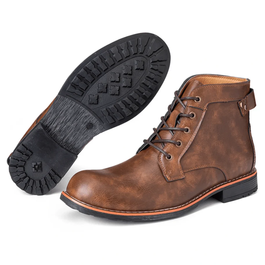 Mens Genuine Leather Waterproof Non-slip Arch Support Vintage Casual Chukka Boots - Image 9