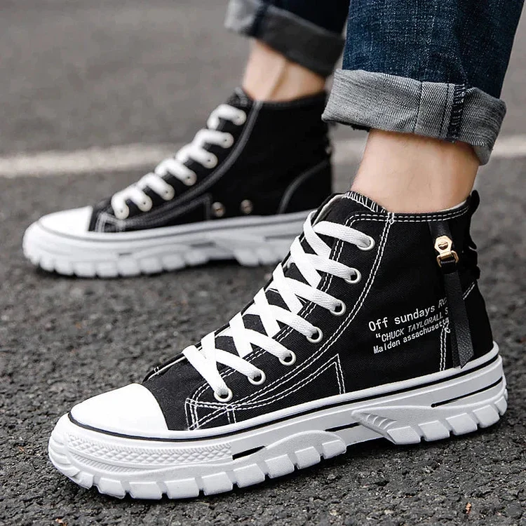Men's High Top Street Personality Sports Breathable Canvas Shoes - Image 2