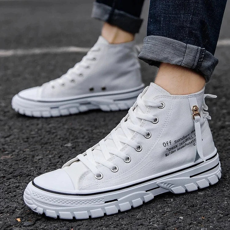 Men's High Top Street Personality Sports Breathable Canvas Shoes - Image 4