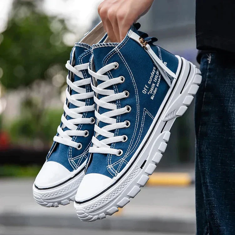Men's High Top Street Personality Sports Breathable Canvas Shoes - Image 5
