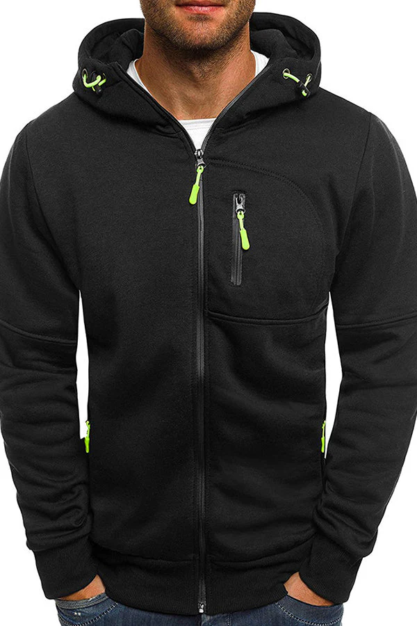 Men's Sports Fitness Leisure Jacquard Sweater Cardigan Hooded Jacket - Image 6