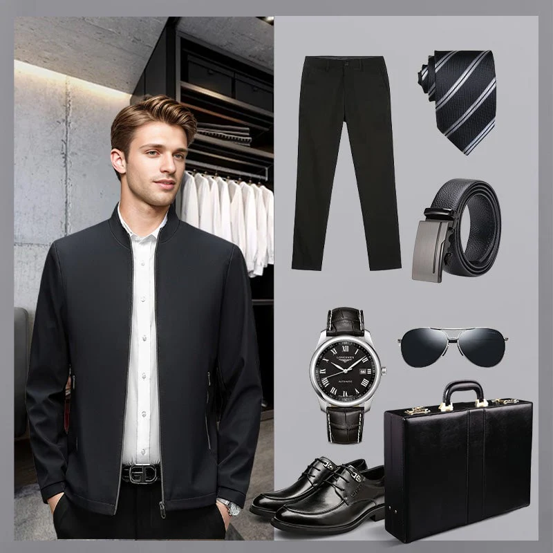 Men's Standing Collar Zipper Casual Jacket - Image 4