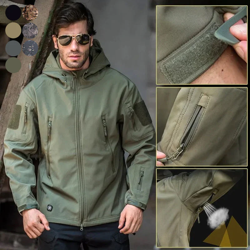 Men's Windproof Waterproof Jacket - Camouflage Hooded Mountaineering Thermal Jacket - Image 12