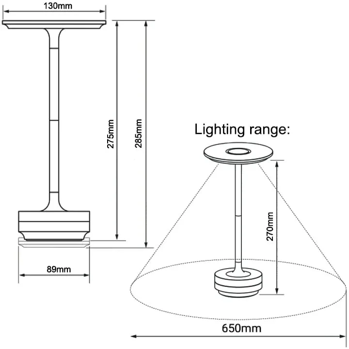 Cordless Table Lamp - Dimmable & Rechargeable Desk Light - Image 9