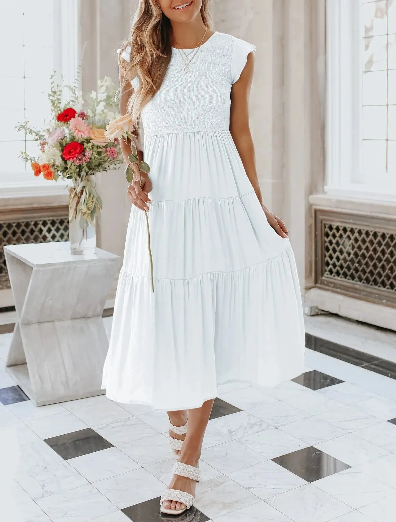 WOMEN'S SUMMER CASUAL FLUTTER SHORT MIDI DRESS - Image 11
