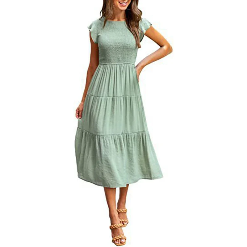 WOMEN'S SUMMER CASUAL FLUTTER SHORT MIDI DRESS - Image 15