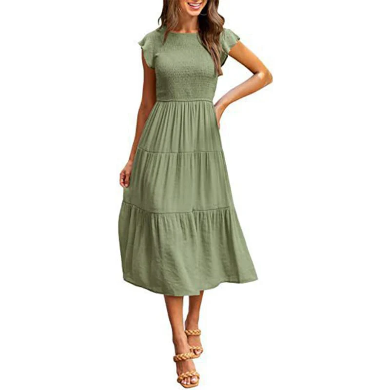 WOMEN'S SUMMER CASUAL FLUTTER SHORT MIDI DRESS - Image 16