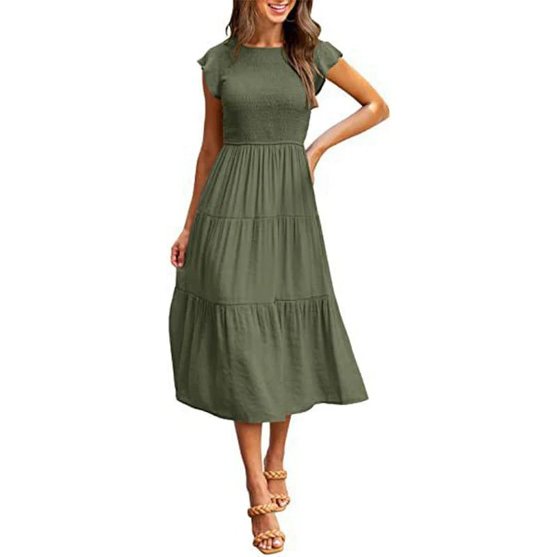 WOMEN'S SUMMER CASUAL FLUTTER SHORT MIDI DRESS - Image 19