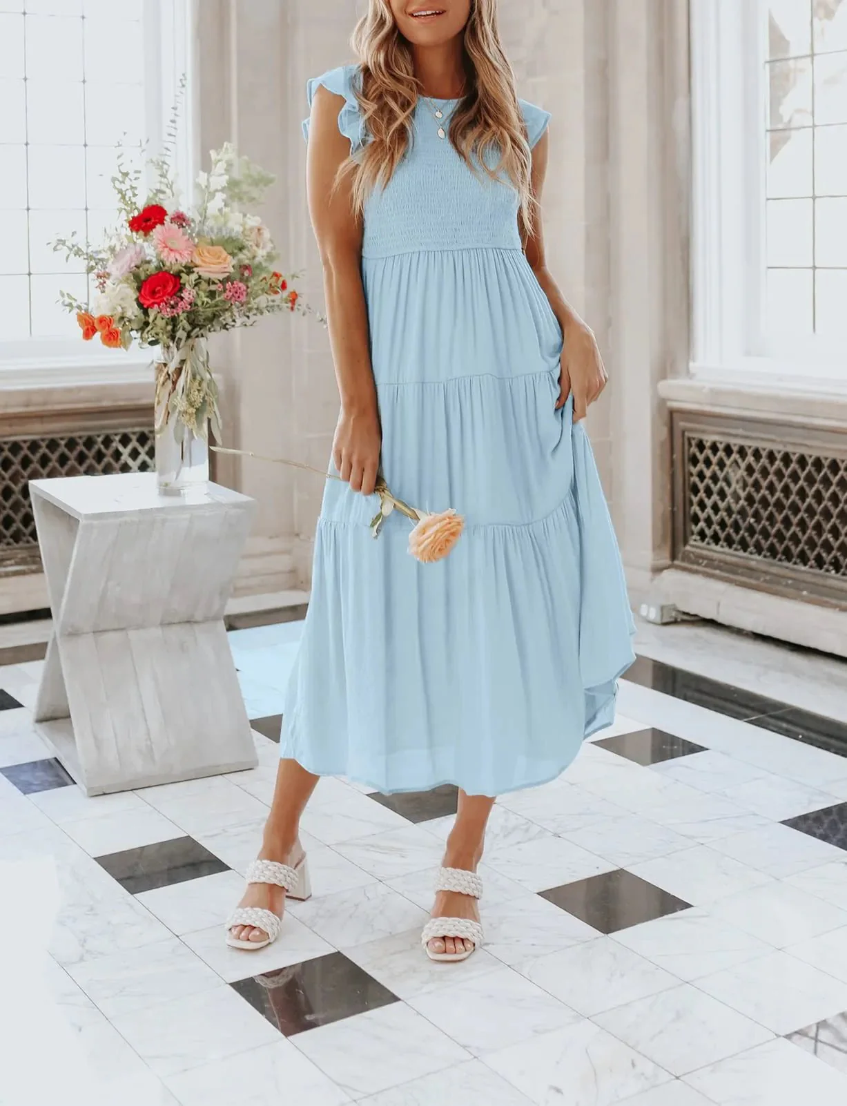 WOMEN'S SUMMER CASUAL FLUTTER SHORT MIDI DRESS - Image 3