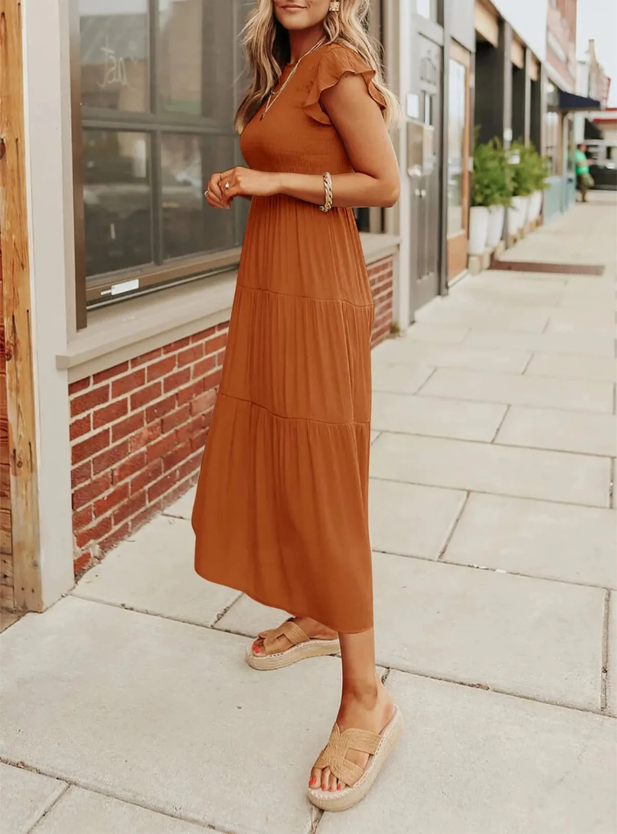 WOMEN'S SUMMER CASUAL FLUTTER SHORT MIDI DRESS - Image 4