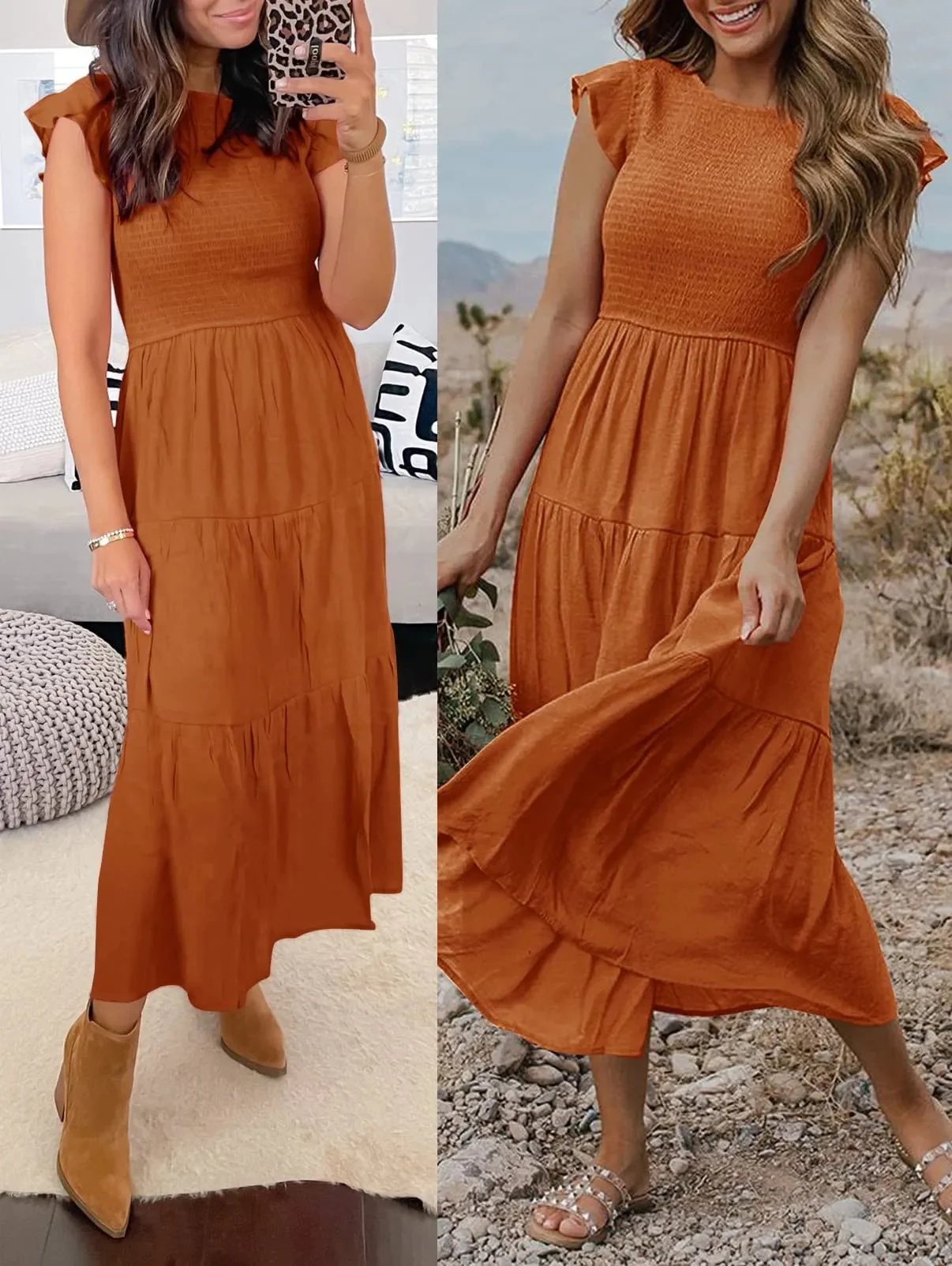 WOMEN'S SUMMER CASUAL FLUTTER SHORT MIDI DRESS - Image 5