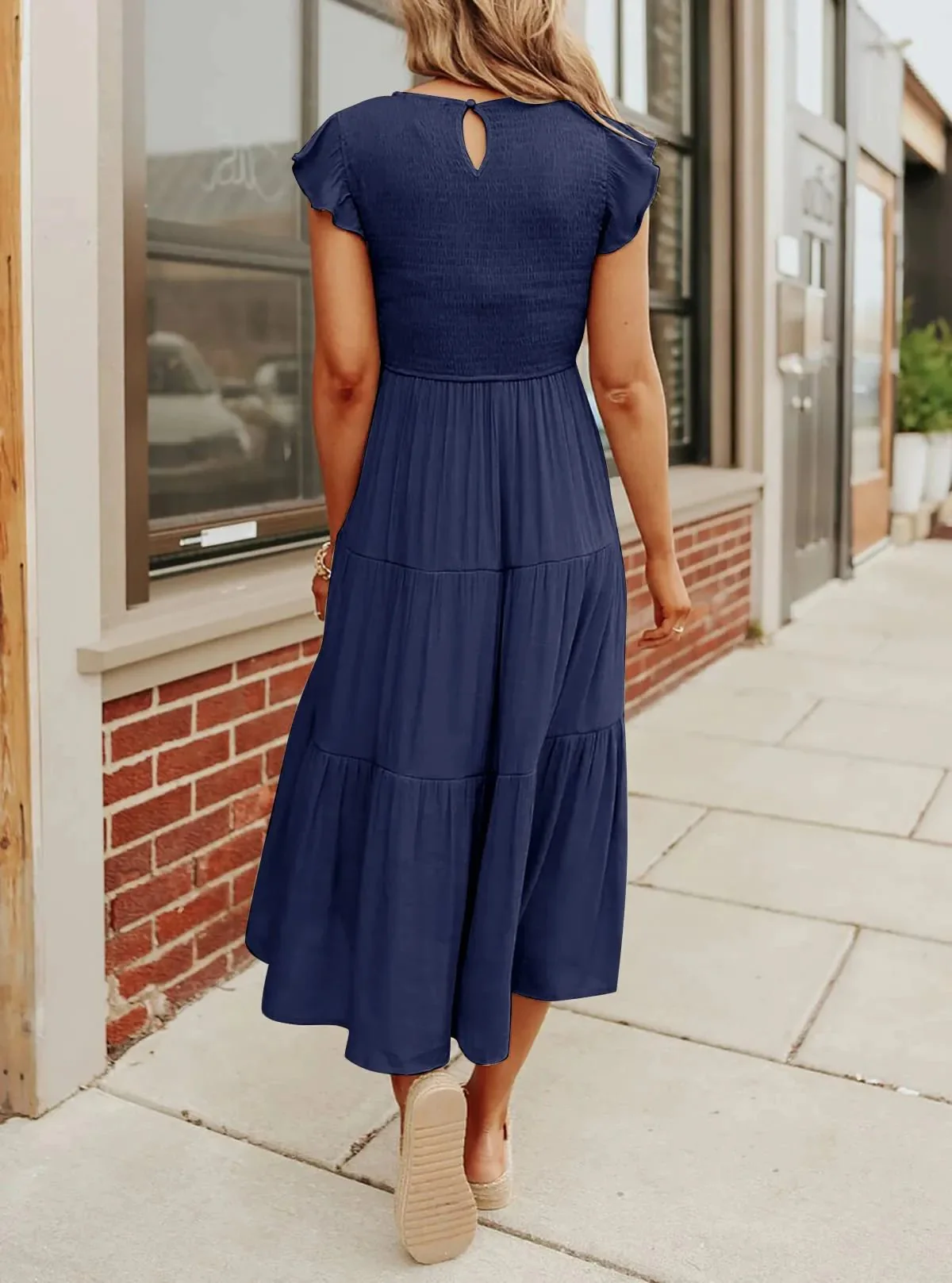 WOMEN'S SUMMER CASUAL FLUTTER SHORT MIDI DRESS - Image 6