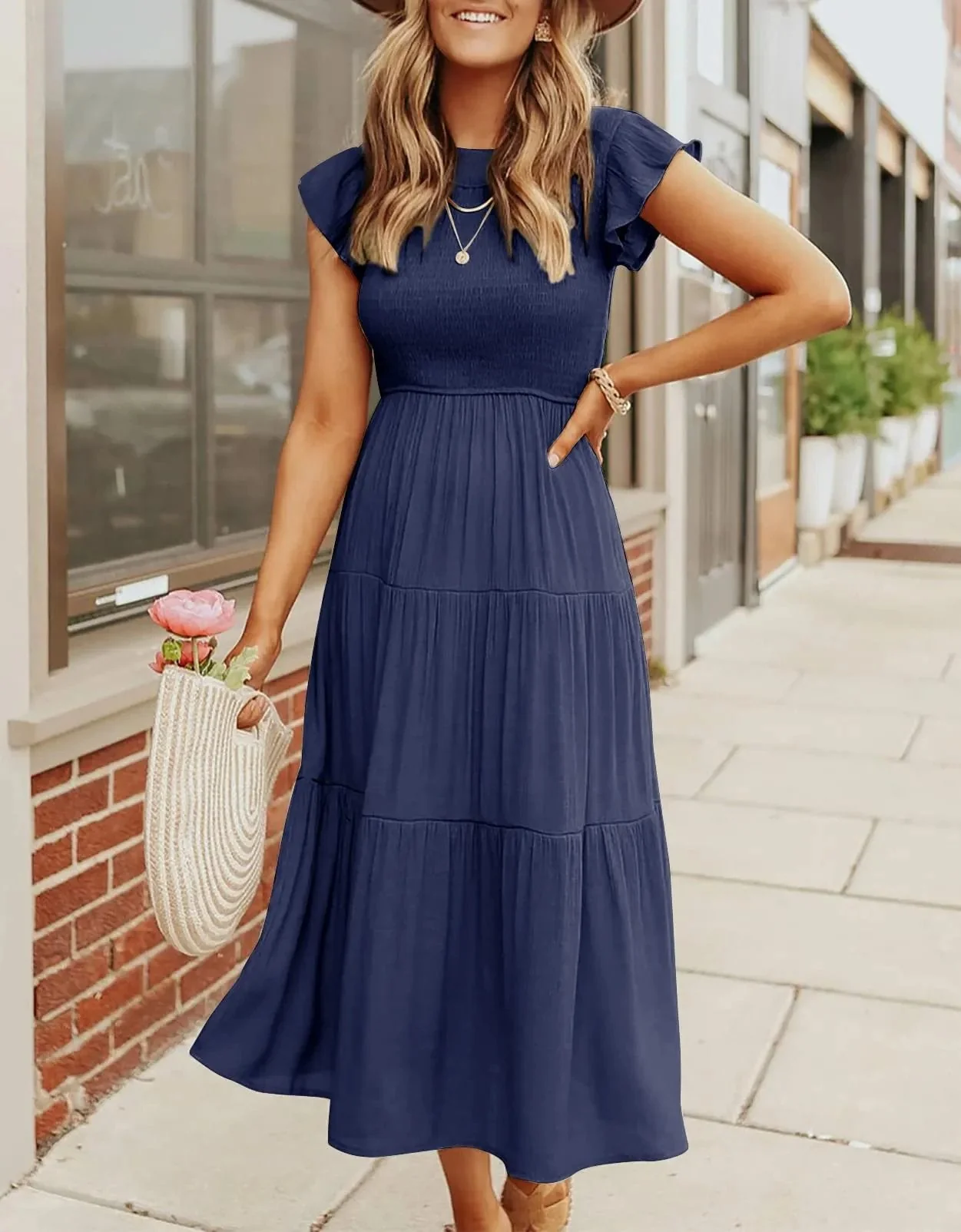 WOMEN'S SUMMER CASUAL FLUTTER SHORT MIDI DRESS - Image 7