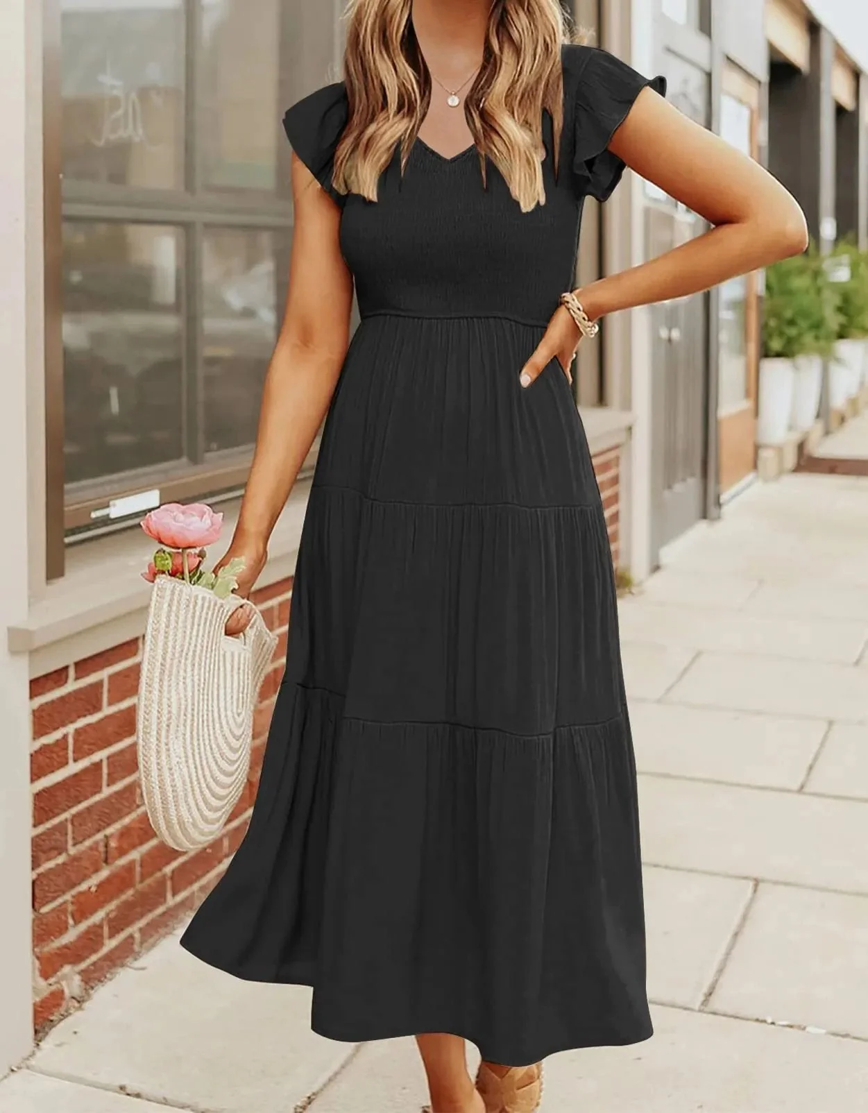 WOMEN'S SUMMER CASUAL FLUTTER SHORT MIDI DRESS - Image 8